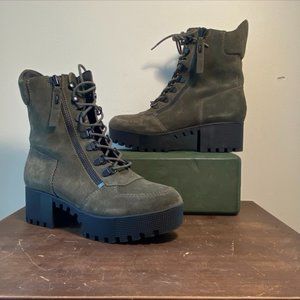 Kendall + Kylie Dark Green Lace Up Phoenix Booties